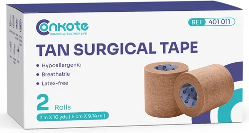 Vista 7 de Conkote Cinta quirúrgica de papel bronceado de 1 pulgada x 10 yardas, cinta médica hipoalergénica, 4 rollos