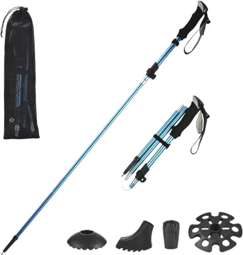 Trekking Pole Lightweight Collapsible Five-fold Walking Stick for Hiking Camping Backpacking