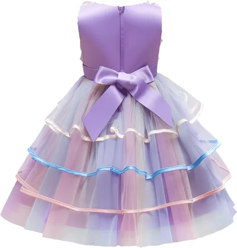 Vista 2 de NNJXD Flower Girl Dress Kids Ruffles Lace Party Wedding Dresses
