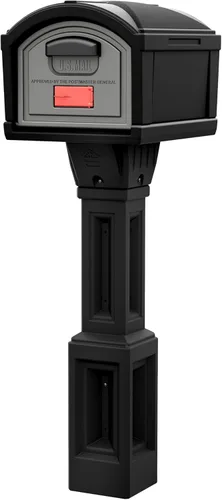 Simplay3 USPS T4 - Cubierta para buzón y poste XL con construcción duradera de doble pared, diseño resistente a la intemperie, color negro,