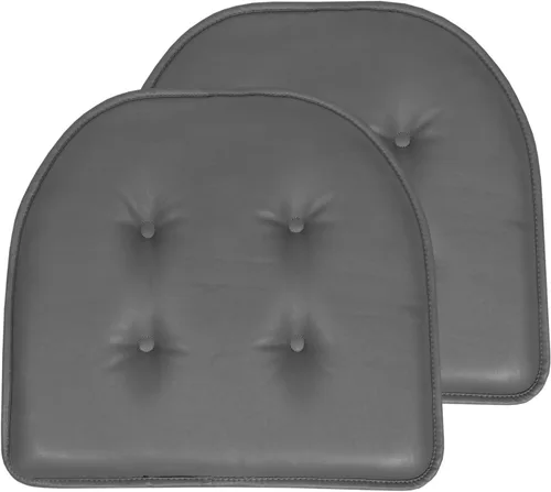 Vista 74 de Sweet Home Collection - Cojín de asiento de espuma viscoelástica y respaldo de caucho antideslizante con capitoné para silla, cojín en U, 17x16 Gris