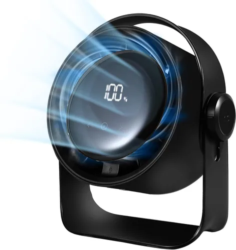 VAVOFO Ventilador de Escritorio, Pequeño Ventilador de Mesa LED Portátil Silencioso, Inclinación de 180°, 100 Velocidades, 5 Modos, Ventilador