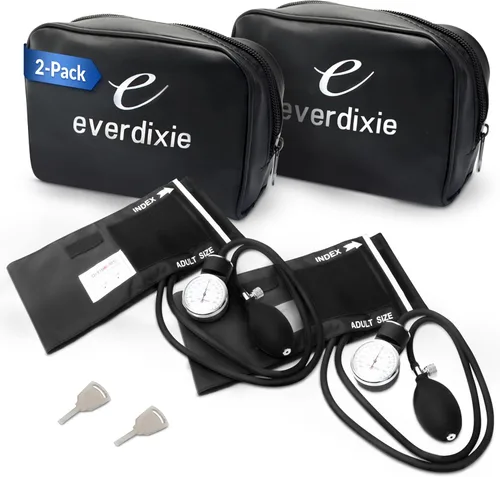 Vista 9 de Dixie EMS tensiómetro aneroide de lujo con mango para la presión arterial., Negro, 1, 1