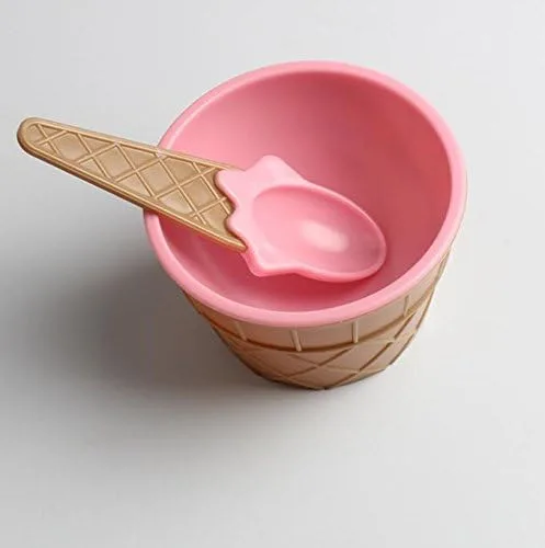 Vista 2 de BCDlily Cuencos para helado, juego de cuencos y cucharas de postre, tazas de plástico para postre para helado, aperitivos, soufflé, yogur helado