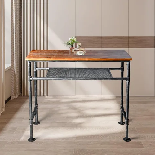 Mesa de bar de 47 pulgadas de alto, mesa de bar de altura de barra, mesa de bar para sofá, mesa de centro rectangular para cocina y comedor, tubo de