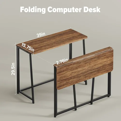 Vista 72 de WOHOMO Escritorio plegable de mármol sintético blanco, escritorio pequeño de 31.5 pulgadas para espacios pequeños con patas doradas, escritorio