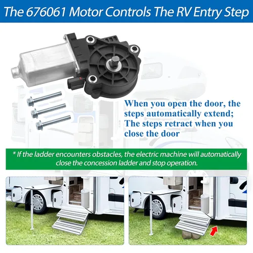 Vista 3 de 676061 Motor de paso de entrada de escalera RV compatible con escalones Kwikee y componentes de motor Lippert 379147, 1101428, 214-1001, 366043