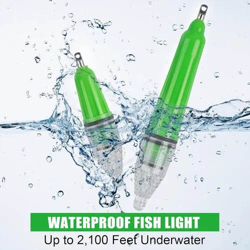Vista 4 de Luz de pesca subacuática, 4 piezas de luz LED de pesca de caída profunda, luz de pesca LED impermeable, luz intermitente de noche, señuelo de pesca