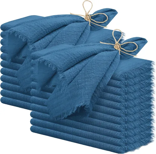 Vista 13 de 24 servilletas de tela hechas a mano con flecos beige, 16 x 16 pulgadas, delicadas servilletas de algodón rústico a granel para bodas, cenas, fiestas