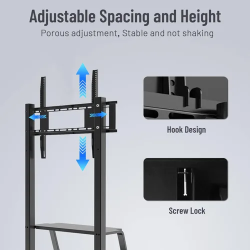 Vista 5 de Carrito de TV móvil, soporte de TV rooling con ruedas para pantallas planas de plasma LCD LED OLED de 32 a 70 pulgadas de hasta 100 libras