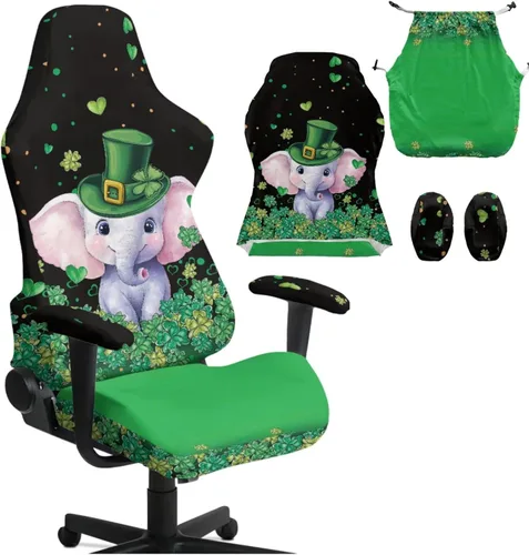 Vista 10 de St Patricks Day Gaming Chair Cover with Zipper Non-Slip Stretchy Office Chair with Arm Covers Ergonomic Dustproof Long-Lasting, for Gaming