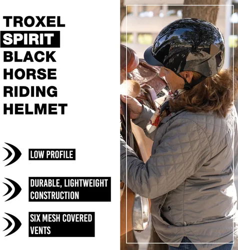 Vista 2 de Troxel Spirit - Casco de equitación de cobertura completa, diseño ajustable de perfil bajo, equipo de equitación de seguridad