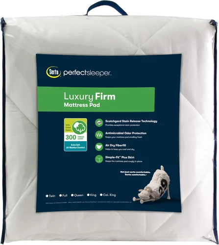 Vista 8 de Serta Funda de colchón ajustable con relleno de fibra firme de lujo, Cal King, color blanco