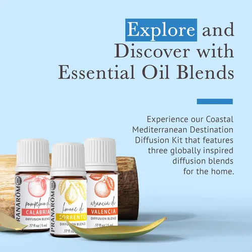 Vista 2 de Pranarom - Kit de mezcla de difusión mediterránea costera, paquete de 3 unidades de 0.2 fl oz - Aromaterapia casera - Ingredientes orgánicos 100%