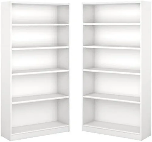 Home Square Juego de estantería de madera de 5 estantes en blanco puro (juego de 2)
