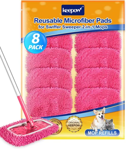Vista 16 de KEEPOW Paños de barrido en seco reutilizables compatibles con Swiffer Sweeper, paños de trapeado húmedos lavables, almohadillas de trapeador