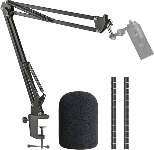 Vista 10 de SUNMON Brazo de Boom - Brazo de Boom de Micrófono de Tijeras de Metal con Adaptador de 3/8'' a 5/8'', Soporte de Micrófono K688 con Funda para Cable
