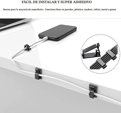 Vista 9 de N NOROCME Kit de organización de cables de 192 piezas, 4 fundas organizadoras de cables, 11 soportes para cables, 35 clips de cable, 10+2 rollos