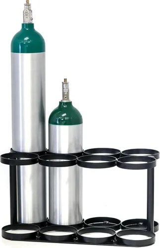 Vista 7 de AireMed Soporte para tanque de oxígeno Capacidad para (8) tanques de tamaño E, D o M9C Estante de cilindro de oxígeno resistente