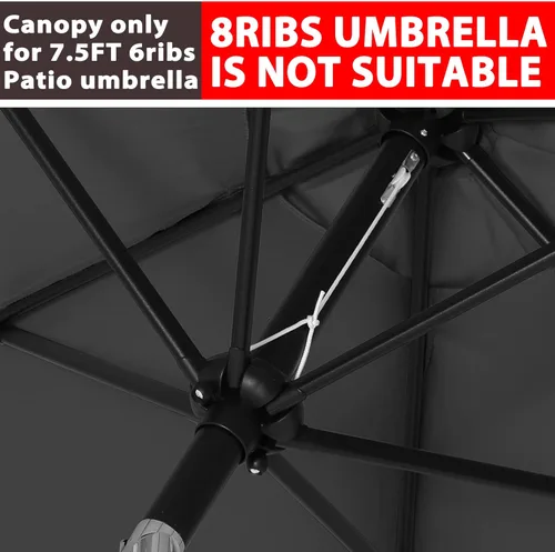 Vista 25 de ABCCANOPY Sombrilla para Exteriores de 7.5 pies, Repuesto de Cubierta Superior Compatible con 6 Varillas (Azul)