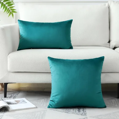 Vista 4 de Artscope Fundas de almohada de terciopelo de lujo, fundas de almohada rectangulares decorativas, fundas de cojín suaves y sólidas para sofá