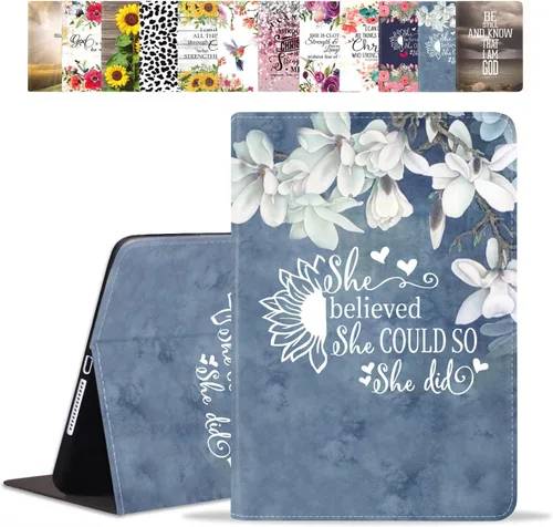 Vista 14 de Funda para Samsung Galaxy Tab A de 10.1 pulgadas 2019 (SM-T510/T515/T517), funda de piel sintética tipo folio con soporte y encendido automático