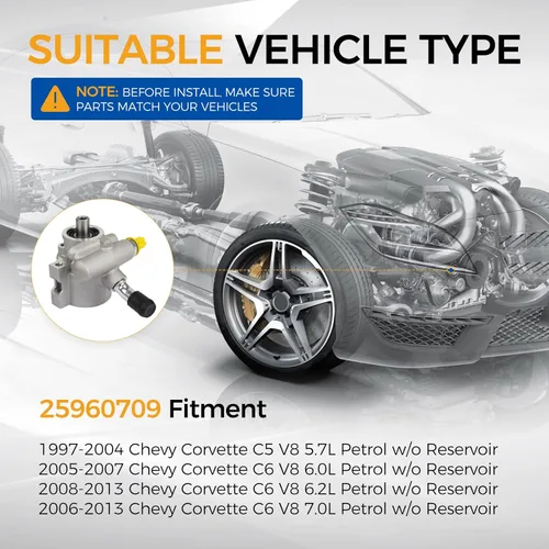 Vista 3 de PAROD Bomba de dirección asistida 25960709 para Chevy Corvette 1997-2004, 2006-2013 5.7L 6.0L 6.2L 7.0L V8