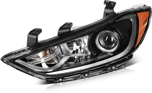 Vista 27 de LSAILON Conjunto de faros delanteros de repuesto para Hyundai Sonata 2011-2014 (no compatible con modelos híbridos) carcasa negra, reflector ámbar