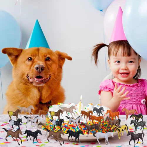 Vista 4 de JOKFEICE Figuras de caballos, 18 piezas de juguetes de animales en miniatura de plástico para proyectos de ciencia, juguetes educativos
