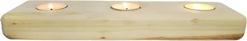 Vista 25 de Portavelas de 3 candelabros de madera con velas de té, 12 pulgadas, decoración del hogar para exhibición de mesa (madera natural, cónico moderno)