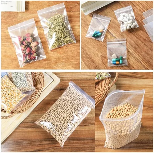 Vista 6 de Pequeñas bolsas sellables con cremallera, 500 unidades, 5 tamaños surtidos, bolsas de plástico con cremallera, mini bolsa de plástico para joyas, 2