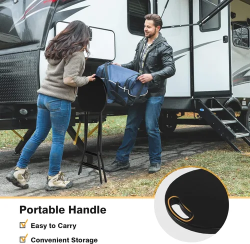 Vista 7 de 5Rcom Taburete plegable, paquete de 2 taburetes de bar plegables de 24 pulgadas de alto con asa, taburete plegable de metal y plástico para adultos