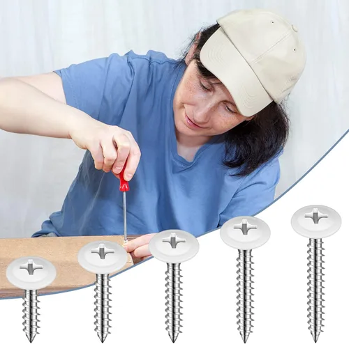 Vista 4 de Peryiter 150 tornillos de obturador #8 con cabeza blanca de 1/2 pulgada, 3/4 pulgadas, 5/8 pulgadas, 1 pulgada, 1-1/2 pulgadas, tornillos blancos