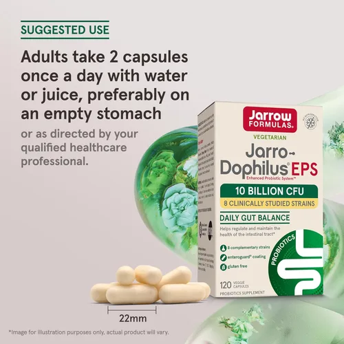 Vista 7 de Jarrow Formulas jarro-dophilus EPS, 5 mil millones de células por cápsula, apoya la función y la salud intestinal.120 cápsulas vegetales, JEPS120