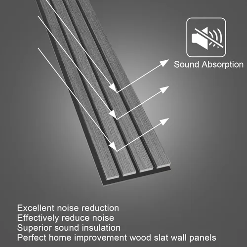 Vista 3 de NeatiEase Paneles de pared de madera, paneles de pared acústicos de listones de 9 pies para decoración de pared interior y reducción de ruido, Gris