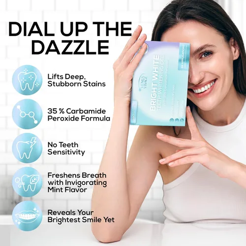 Vista 2 de Venus Visage Kit de recambio de gel blanqueador de dientes, jeringas (paquete de 8) – 35% peróxido de carbamida blanqueador de dientes – Gel