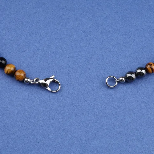 Vista 5 de GAVU Collar de cristal con cuentas de piedras preciosas para hombre, Piedra, hematita y obsidiana arcoíris