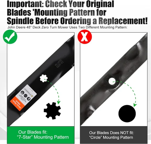 Vista 2 de Grasscool GY20852 GX21784 Cuchillas Trituradoras para Cortacésped para John Deere 48 pulgadas D140 E140 D160 E160 E170 E150 LA145 LA140 LA155 155C