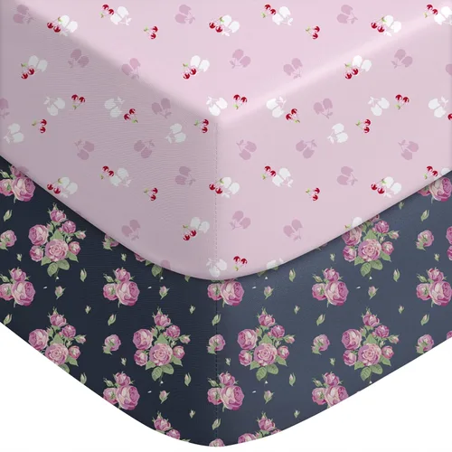 Vista 23 de Yoofoss Sábanas ajustadas para Pack and Play, paquete de 2 sábanas para minicuna para colchón Pack N Play, sábana elástica para corralito, suave