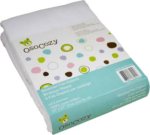 OsoCozy Pañales de tela plana blanqueados con diseño de seye, 27.2 x 26.8 in, pañales de tela plana de una capa hechos de algodón suave y duradero