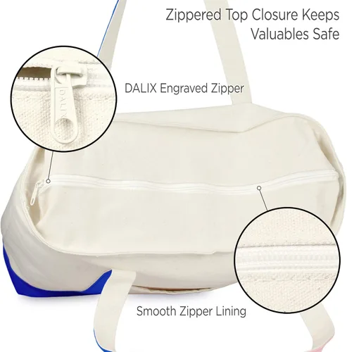 Vista 5 de DALIX 22" Heavy Duty Cotton Canvas Tote Bag (Zippered)