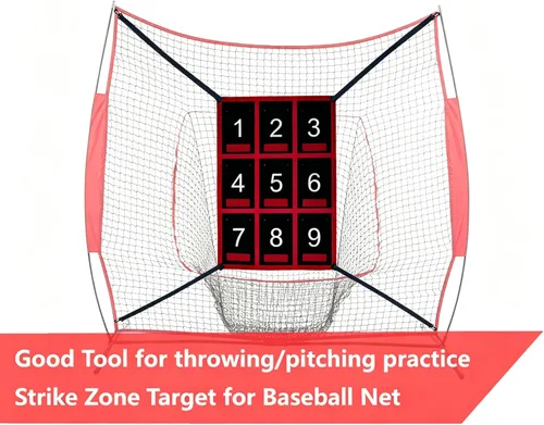 Vista 2 de Numbered Strike Zone Target for Baseball Softball net,Throwing Pitching Hitting Batting Catching Practice Targets net with 9 Target Number