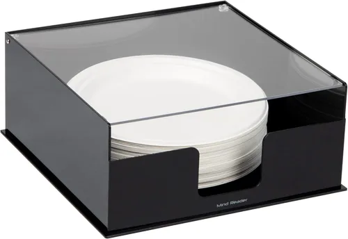Vista 8 de Mind Reader Bandeja organizadora de utensilios y servilletas y platos, organizador de encimera con 7 compartimentos, capacidad para platos de hasta