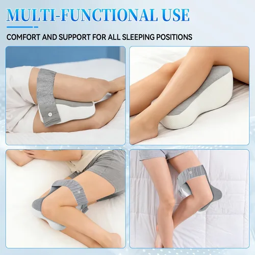 Vista 5 de Knee Pillow for Side Sleepers, Memory Foam Leg Pillow for Side Sleeping with Adjustable Strap, for Comfortable wear Between the Legs While Sleeping
