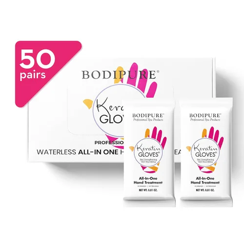 Bodipure Máscara de mano hidratante todo en 1, máscara de mano de queratina y vitamina E para manos secas y agrietadas, fórmula de guantes