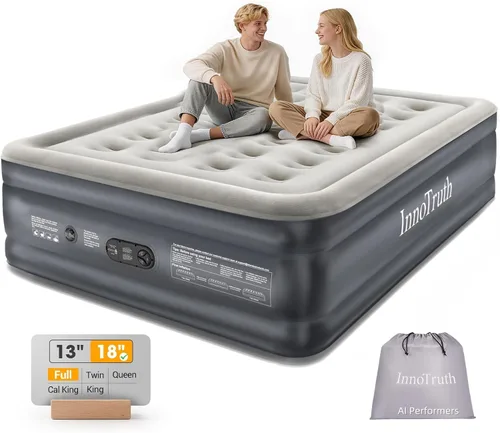 InnoTruth Colchón de aire matrimonial con bomba integrada, colchón inflable inflable, colchones elevados de 18 pulgadas para invitados y hogar