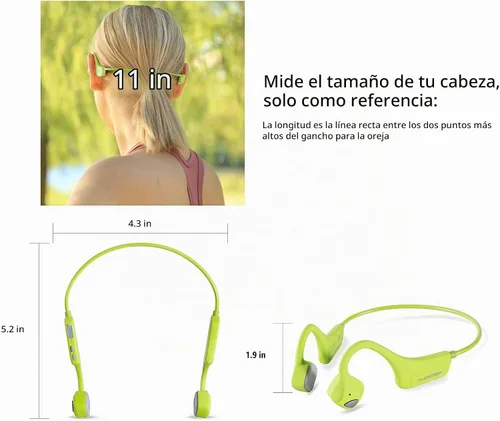 Vista 7 de Auriculares de Conducción Ósea Bluetooth, Audífonos Inalámbricos de Oreja Abierta con Micrófonos, Titanio Ligero Resistente al Sudor, Auriculares