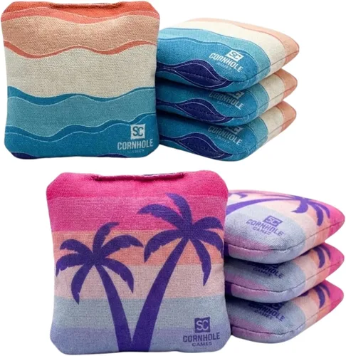 Vista 5 de Bolsas Profesionales de Cornhole de Doble Cara - 16 oz 6x6 con Relleno de Resina Premium - Bolsas de Frijoles Pro de Torneo Oficial