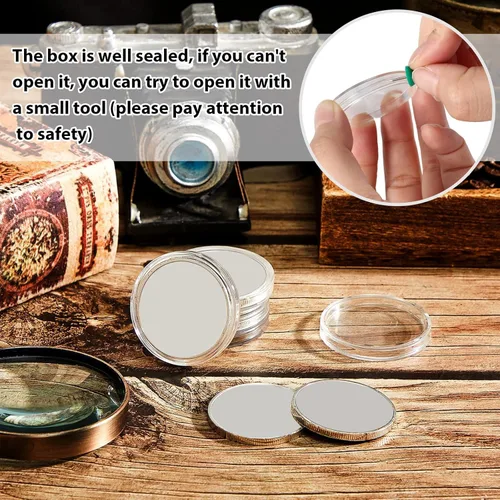 Vista 5 de 50 unidades de moneda de dólar de plata de 1.598 in, soportes de cápsula de barra de plata para barra de colección, redondo