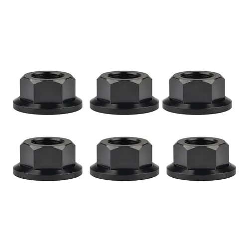 Vista 25 de Titanium DIN6923 M5 M6 M8 M10 M12 M14 M16 - Juego de 6 tuercas hexagonales (paso M5, 0.031 in, negro)